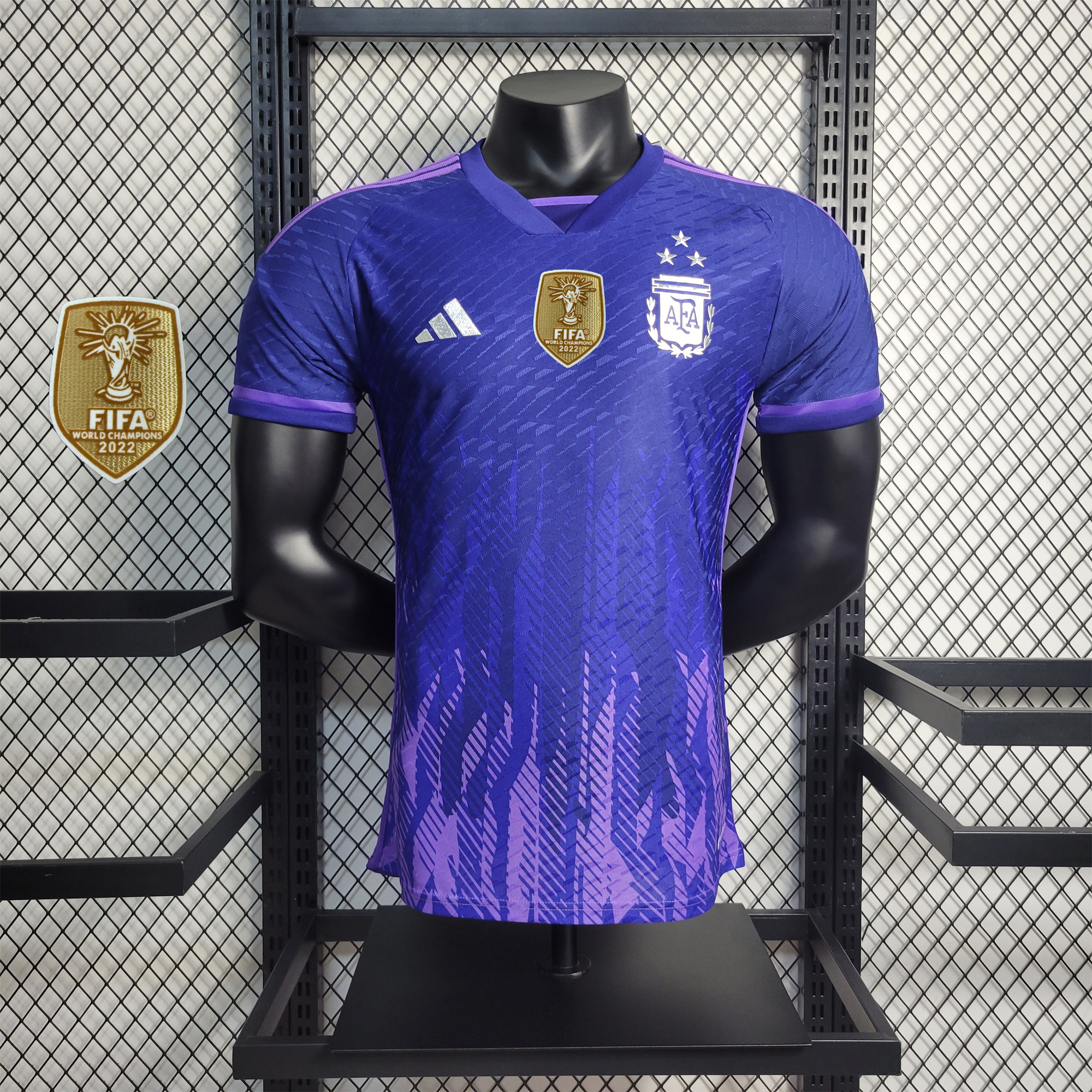 Argentina 3 Stars 22-23 Away Stadium Jersey - Player Version ( with 2022 World Champions Patch )